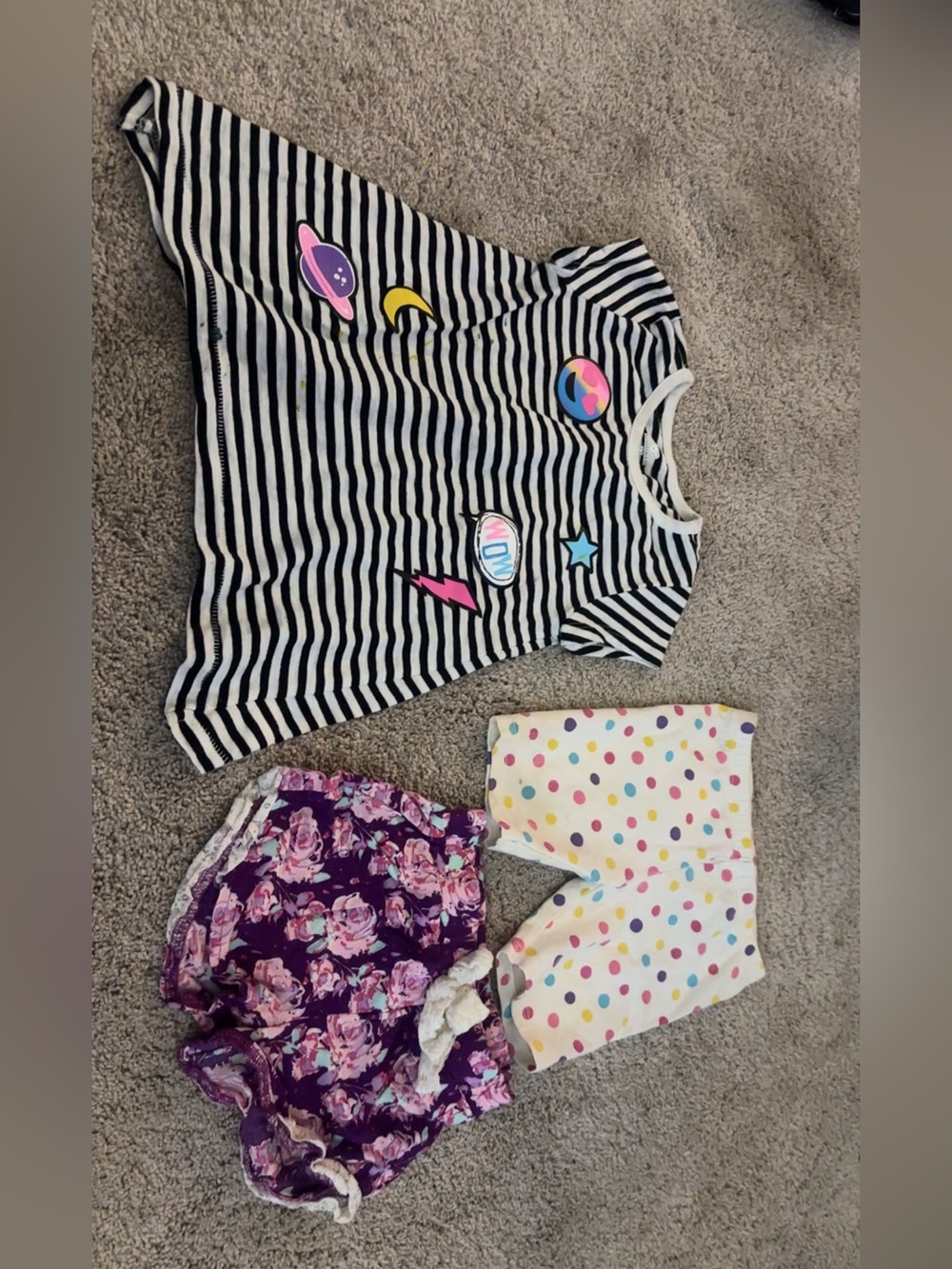 Lot/bundle of 3 girls 24 months clothes shirt and shorts